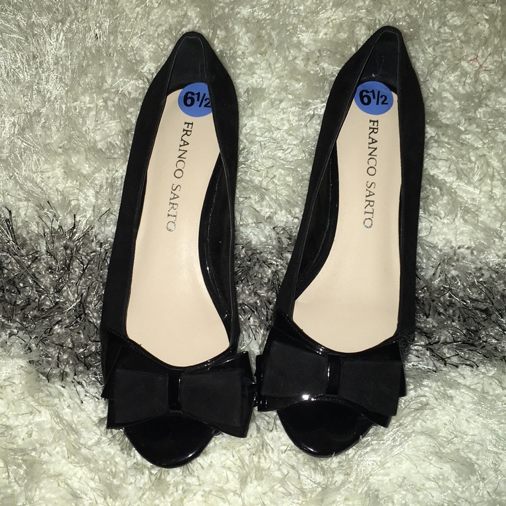 Franco Sarto black suede flats